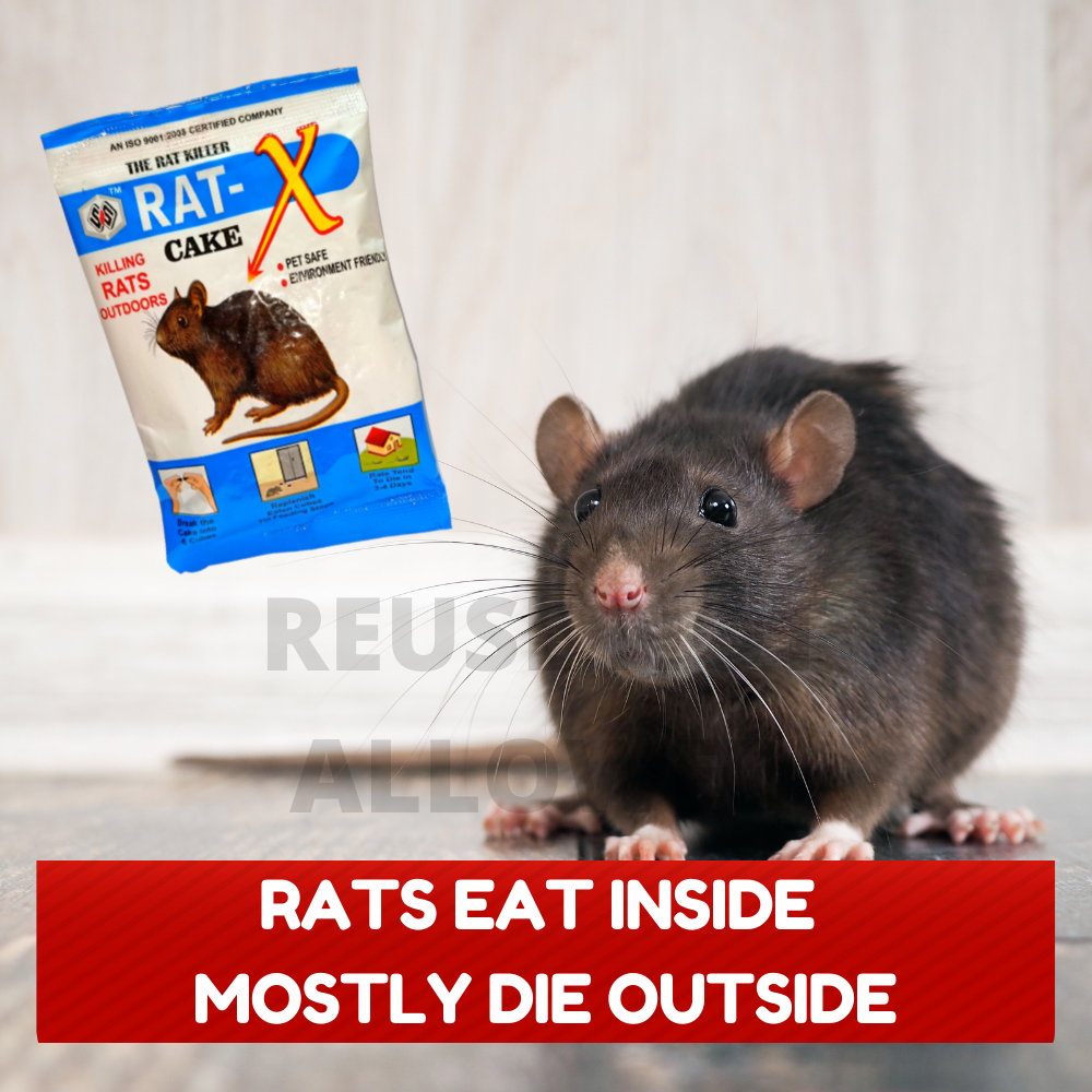 Rat Killer Granules 50GMX2 & Cake 25GMX10 Rats Mostly Die Outside | Rat Kill Bait for Rat and Rodent Control | Rodenticide